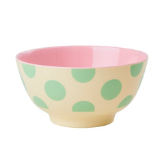 rice-dk-melamine-bowl-with-green-dot-print-two-tone-medium-rice-melbw-hs22do-