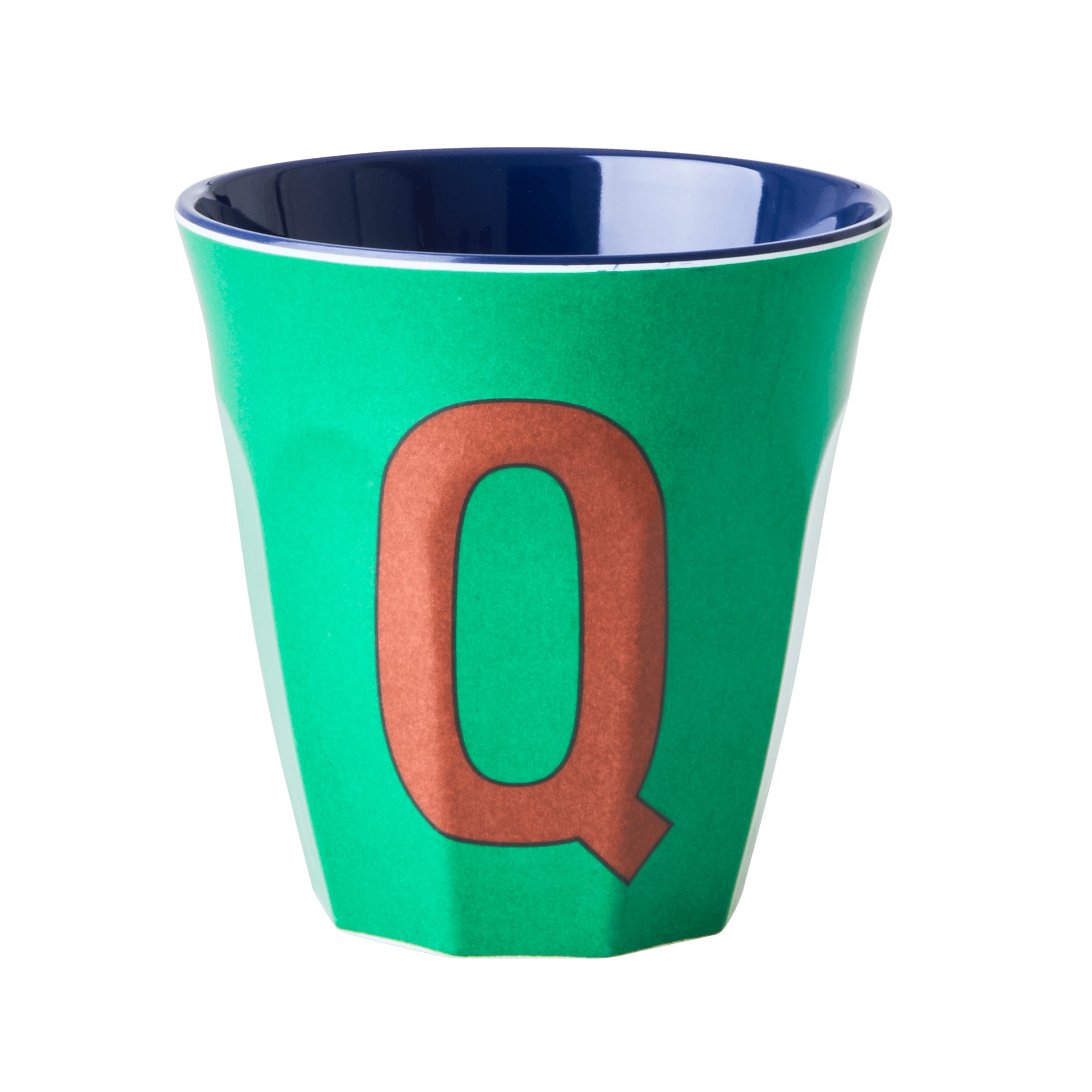 rice-dk-melamine-cup-with-the-letter-q-green-two-tone-medium-rice-melcu-alpqb-