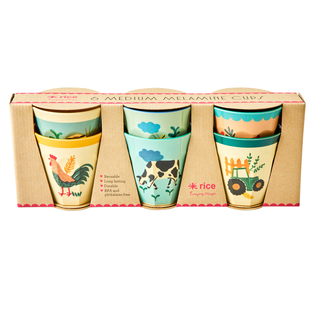 rice-dk-melamine-cups-with-assorted-blue-farm-prints-medium-6pcs-giftbox-rice-melcu-6zfarb-