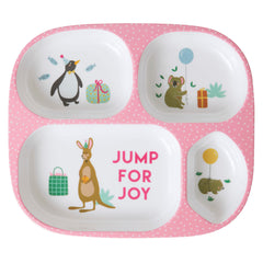 rice-dk-melamine-kids-4-room-plate-with-party-animal-print-pink-rice-kipl4-biai-01