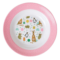rice-dk-melamine-kids-bowl-with-party-animal-print-pink-rice-kibow-biai-01