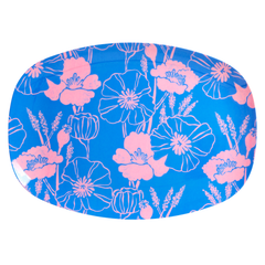 Rice DK Melamine Rectangular Plate With Poppies Love Print