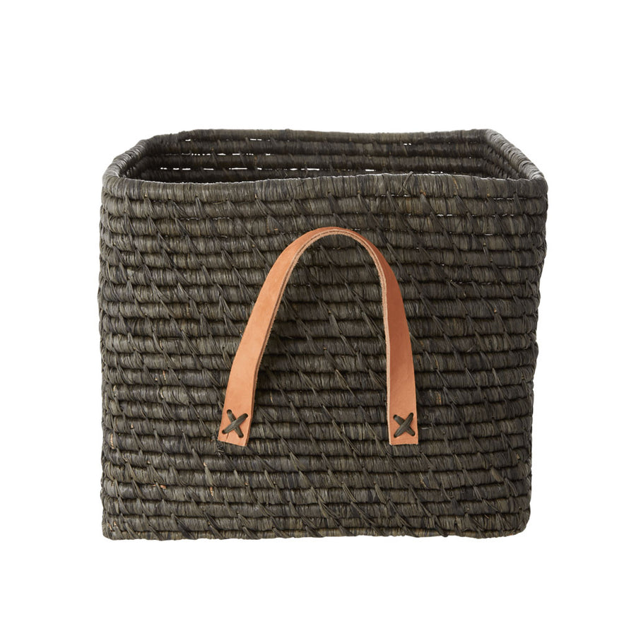 rice-dk-raffia-square-basket-with-leather-handles-dark-grey-rice-bsrat-30dg-01