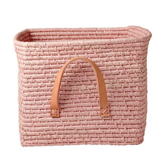 rice-dk-raffia-square-basket-with-leather-handles-soft-pink-rice-bsrat-30si-01
