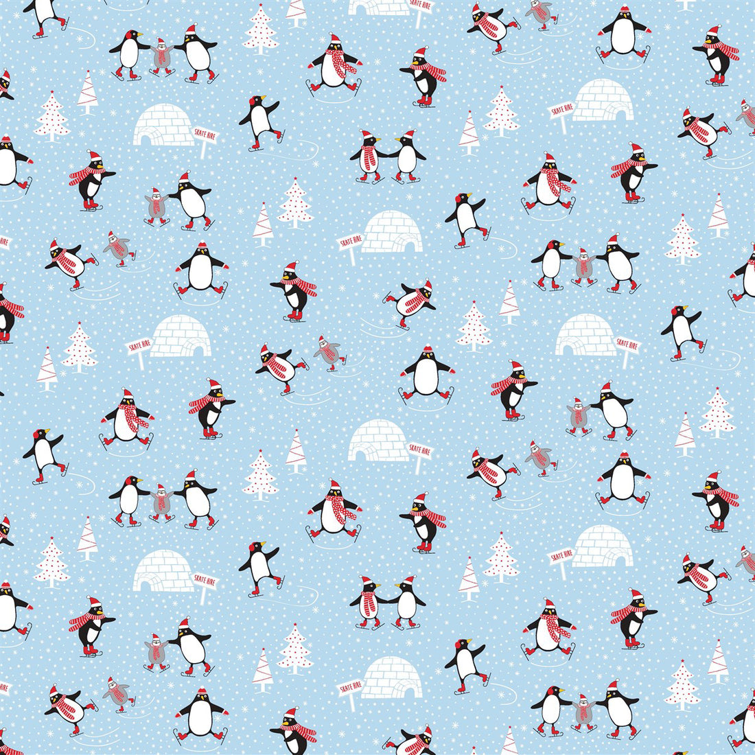 RJB Stone Skating Penguins Wrapping Paper