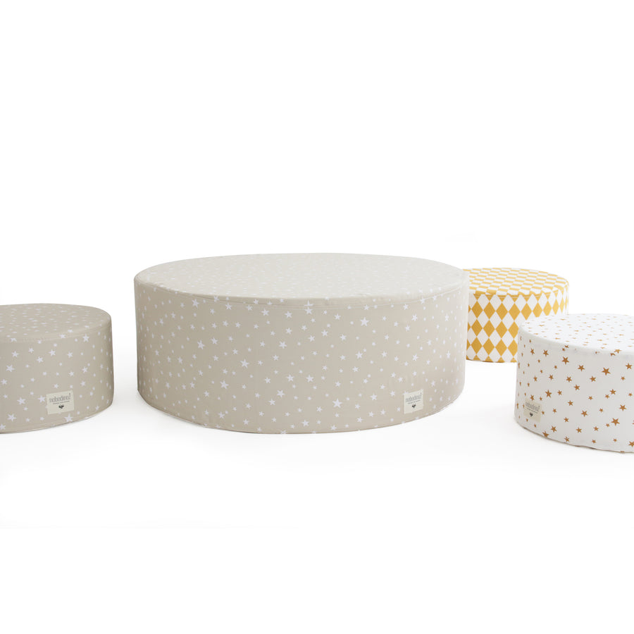 nobodinoz Large Pouffe Soho Sand White Stars