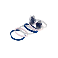 souza-pack-of-6-hair-elastic-lana-with-bow-silver-pink-navy-