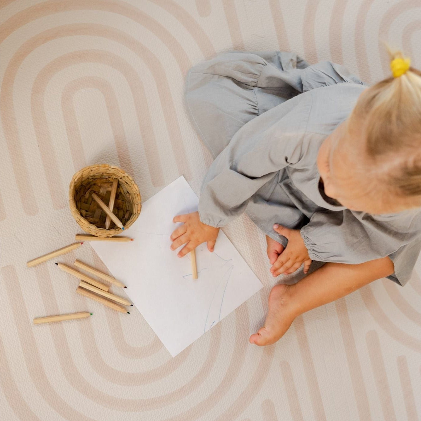 Toddlekind Prettier Puzzle Playmat Linear Linen 120x180cm - 6 Tiles & 12 Edging Borders