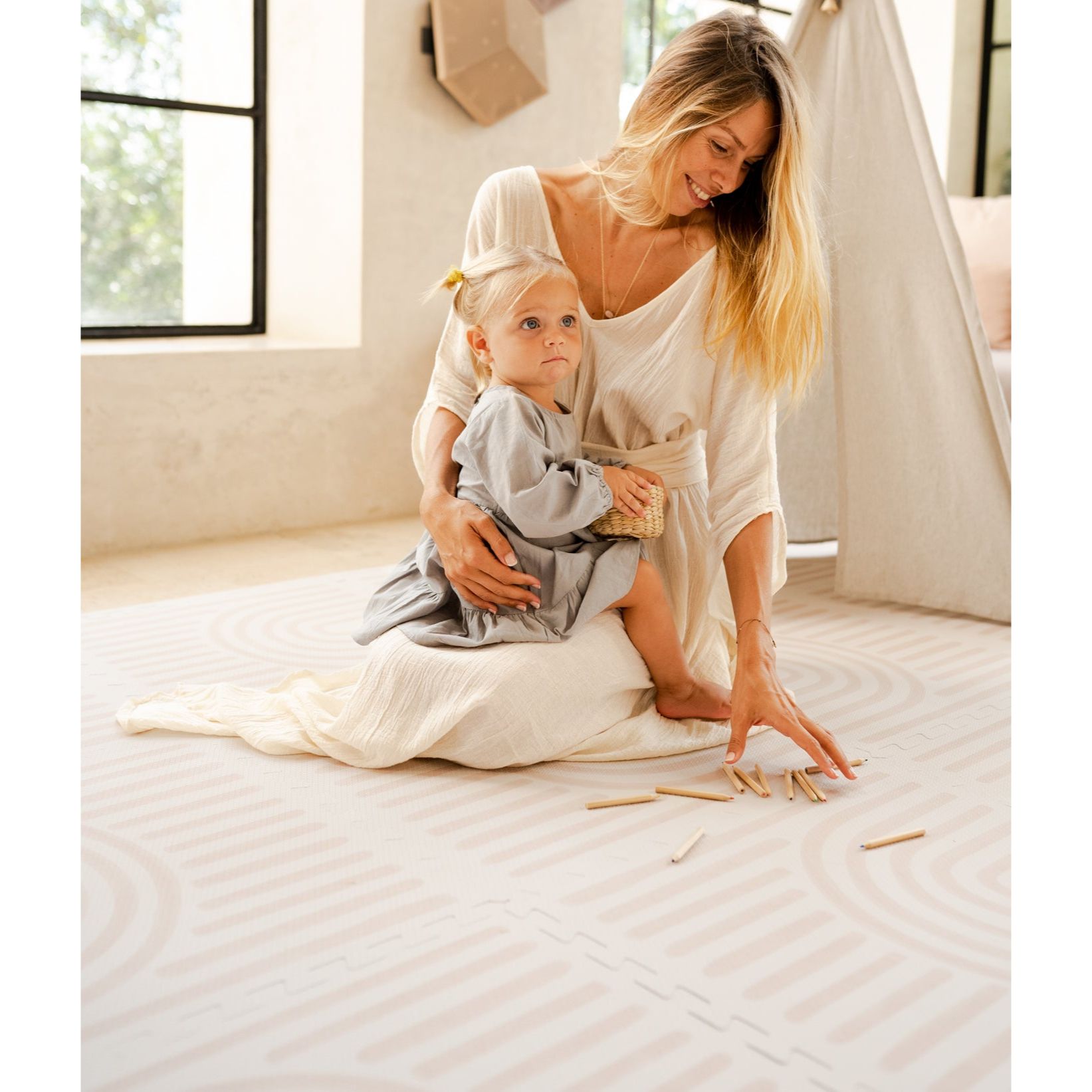 Toddlekind Prettier Playmat 兒童安全遊戲地墊 - Linear Linen 120x180cm - 6片地墊及12條收邊條 (預計於2025年8月下旬寄出)