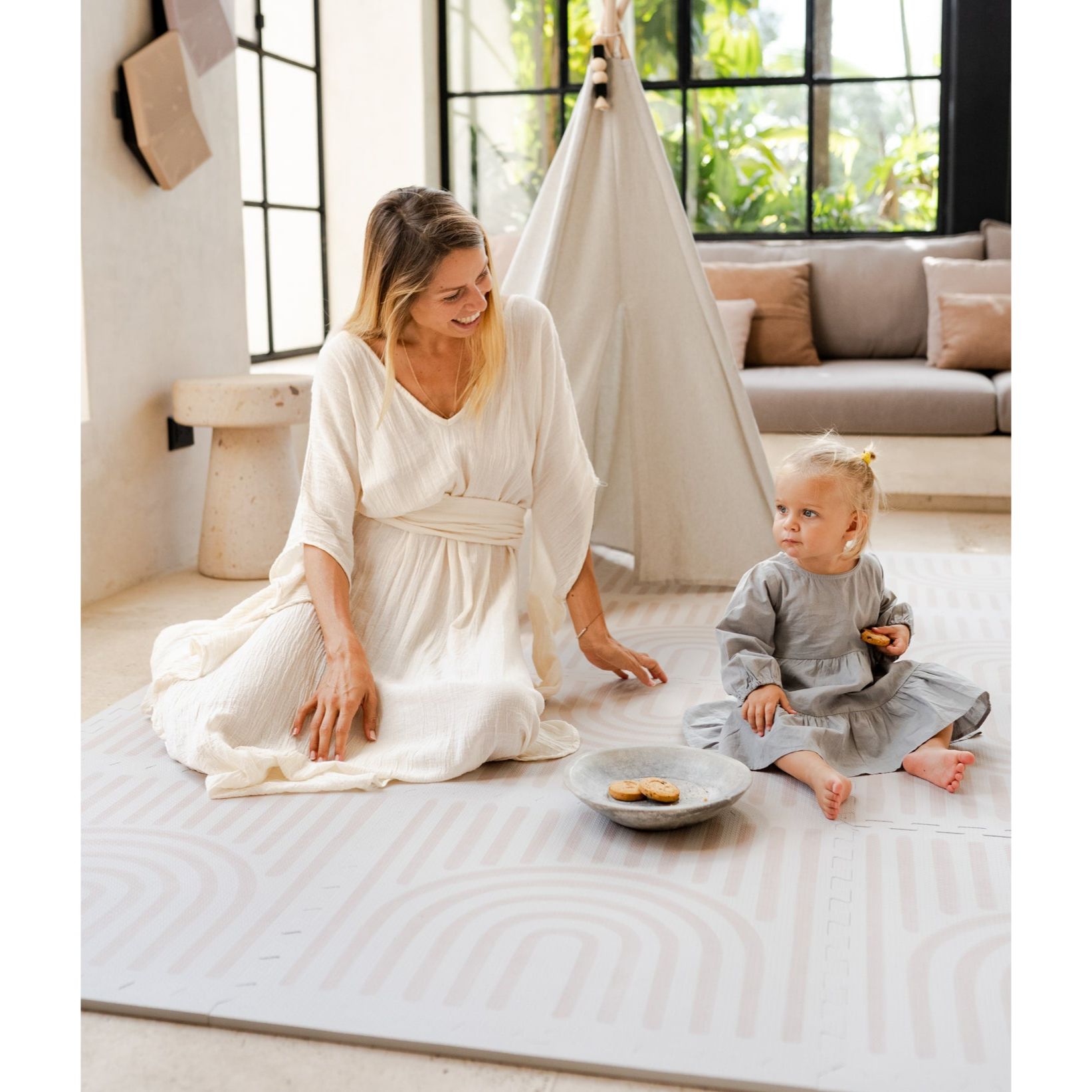 Toddlekind Prettier Playmat 兒童安全遊戲地墊 - Linear Linen 120x180cm - 6片地墊及12條收邊條 (預計於2025年8月下旬寄出)