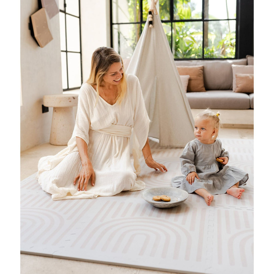 Toddlekind Prettier Playmat 兒童安全遊戲地墊 - Linear Linen 120x180cm - 6片地墊及12條收邊條 (預計於2025年8月下旬寄出)