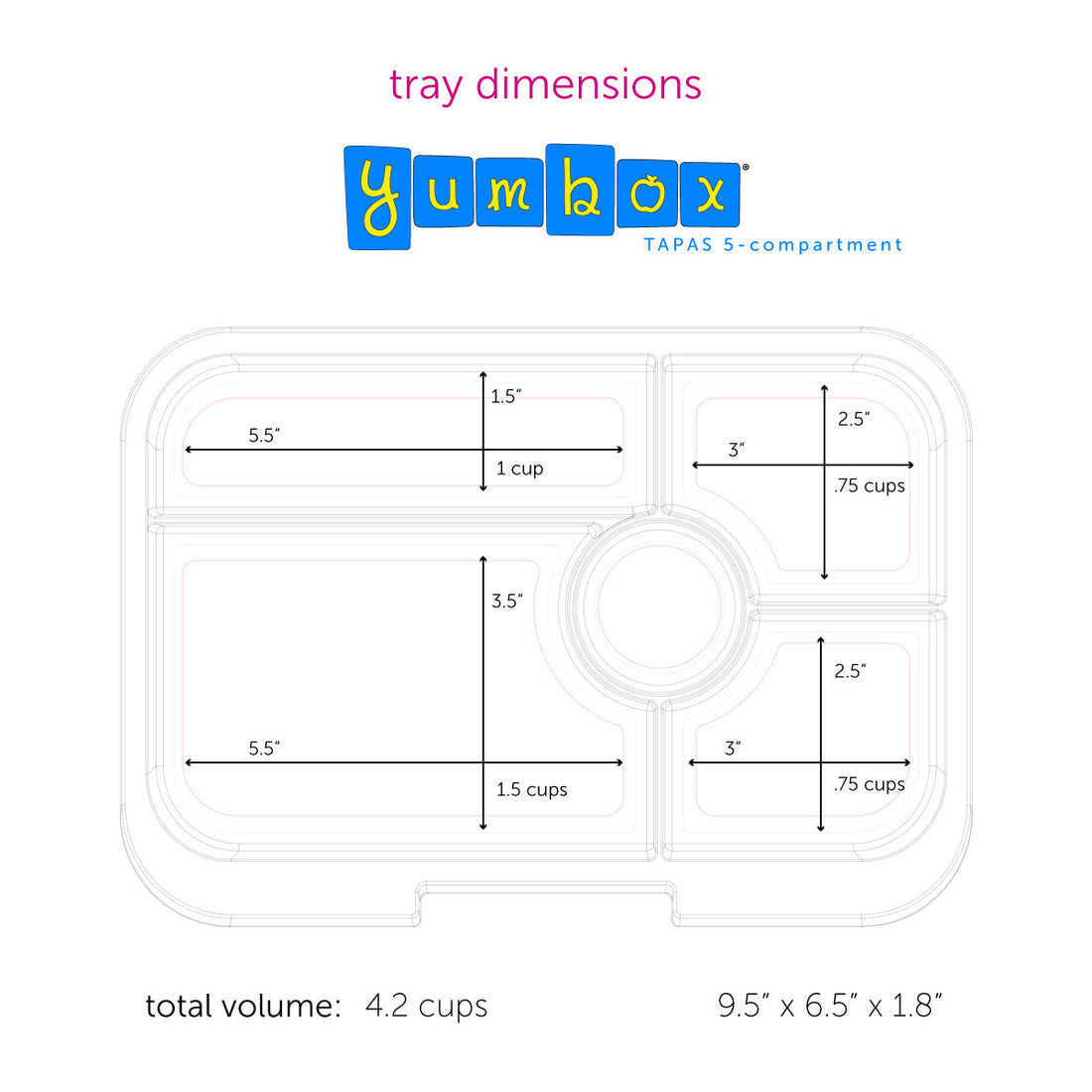 Yumbox Tapas with Botanical Tray Amalfi Pink 4-Compartment Lunch Box